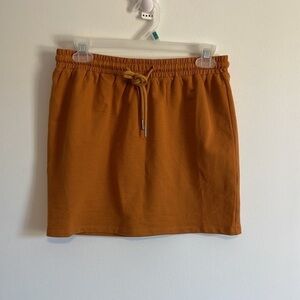 NEW Ferne Boutique Terry Mini Skirt XS Venus French Camel Yellow Drawstring